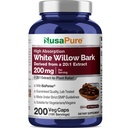 NusaPure White Willow Bark 20:1 Uute, 200 mg, vastaa 4000 mg, 200 kasviskapselia, Max Strength, (ei-GMO, Vegan)