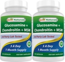 Best Naturals, Glukosamiini Chondroitin MSM lisäravinteet, 2600 mg per tarjoilu, 90 kapselia (90 laatikko 2)