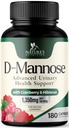 D-Mannose Supplement 1350 mg kanssa karpalo & Hibiscus - tehokas nopea toiminta, huuhtele epäpuhtaudet luonnollinen rakko, virtsateiden terveystuki, naisten ja miesten, ei-GMO, Vegan, 180 kapselia