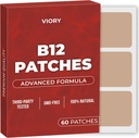 VIORY B12 Patchs (Pack of 60) - 100% Natural Patch naisille ja miehille - Kiinnostava, energia, Focus & kehon tuki - parannettu Formula