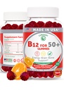 Lunakai USA Made-vitamiini B12 Gummies for Aikuinen 50+, ei-GMO B12 for Energy & Vitality Boost, Delicious Orange Flavor, 60ct