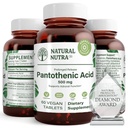 Natural Nutra Time Release Pantotenic Acid 500 mg, B5-vitamiinin täydentää auttaa rikkomaan rasvaa ja hiilihydraatteja, aineenvaihduntaa ja energiaa, parantaa lihasten terveyttä, vähentää ihoa spot, 60 kasvissyöjä tablettia