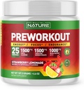 Rakennettu Nature Pre Treenout Powder Beta Alanine, Creatiini Monohydraatti, BCAA, L Sitrulline, L Arginiini ja kofeiini - Mansikka sitruunaa Maku - 25 Tarjoukset