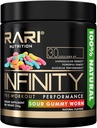 INFINFINITY - 100% Natural Preworkout Powder for Energy, Focus, and Performance - Miehet ja naiset - Vegan ja Keto Friendly - Ei Creatiini - 30 Palvelee (Sour Gummy Worm)