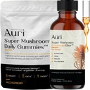 Auri Energy & Immuuni Boost Pack Super Sieni Päivittäinen Gummies Cordyceps Elixir Bundle - Päivittäinen hyvinvointi Focus, kestävyys, ja pitkäikäisyys - 60 Gummies + 60ml