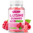 L-Lysine 1000 mg Gummies, Lysiinilisä aikuisille ja lapsille, Essential Amino Acid Supplement for Lips & Oral Health, Boost Immuuni & Collagen & Kalsium, Sokeriton, Vadelma maku, 60