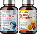Iho ja kynnet Complex 180 Caplets 10000 mikrog Biotin - vapaa C-1000 30 tablettia - Multivitamiini tukee vahvat kynnet Kaunis hiusten terve ikääntyminen