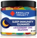 Absoluuttinen immuniteetti - Sinkki ja Elderberry uni Gummies kanssa melatoniini, 100% huumeeton unilääke, immuunijärjestelmän tuki, Aikuiset ja lapset 30ct