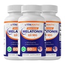 Vitamatic Melatoniini 60 mg Nopea liuottaminen Tabletit - 60 Vegan Natural Berry Flavor Tabletit - ei-luontotyyppimuotoilu - ei-GMO, Gluteeniton (3 pulloa)