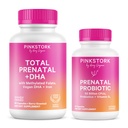 Vaaleanpunainen Stork Prenatal Vitamiini Duo: Prenatal Vitamiinit ja Probiootit raskaana oleville naisille -Morning Sairaus ja sikiön kehitys Tuki DHA, Folaatti, B6-vitamiini ja enemmän - 2 Tuotteet, 90 kapselia