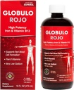 Globulo Rojo Iron Supplement - Liquid Dietary Supplement korkea teho Rauta- ja B-vitamiinit (Vegan) (1 pakkaus)