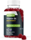 Vitey-vitamiini B6 Gummies - Energia, Hermo ja mieliala tuki - B6 vitamiinit 100mg - Vegaani, Gluteeniton, GMO vapaa - 60