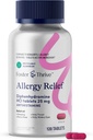 Foster & Thrive Difenhydramiini 25mg Allergian lievittäminen kausittaisille allergiapotilaille, kutiava vetiset silmät, aivastelu, runny nenä, nopeavaikutteinen antihistamiinilääke lapsille ja aikuisille