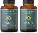 Natura Health Products InflamAway ja Willow Relief täydentää Bundle - Modulate terveen tulenkestävä vaste - parantaa lihasten rentoutumista