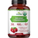 Zazzee USDA Organic Cranberry 25:1 uute, 500 mg per kapseli, 100 vegaanista kapselia, yli 3 kuukauden toimitus, standardoitu, tiivistetty 25X uute, 100% kasvissyöjä, Certified Organic, ei-GMO Kaikki luonnolliset