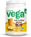 Vega Nut Butter Shake, Peanut Butter & Banaani - Vegan Protein Powder, 20g Protein, Real Food Ingredients, Ei lisättyä sokeria, 1,39 lbs