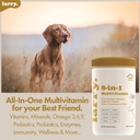 Larry 8-in-1 Multitamine Dog . Heart, Digestio, Maksa, Iho, Takki, & Joint Tuki koirille Koiran vitamiineja, Minerals, Omegas, & Glukosamiini Chondroitin 60 pehmeä Chews