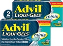 Advil Liqui-Gels minis Pain Reliever and Fever Reducer, Pain Medicine for Adults with Ibuprofeeni 200mg for Pain Relief - 2x160 Liquid Filled Capsules