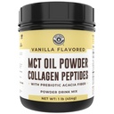 Keto MCT öljyjauhe + Collagen + Prebiootti Acacia kuitu, Vanilla Flavor, 16oz. MCT öljyjauhe Coconuts. Grass Fed Collagen, täydellinen Keto, 0 Net Carb, Stevia, Erytritoli, jauhettu juoma
