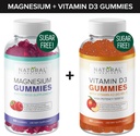 Sokerittomat magnesiumtikut (60 gummia) ja sokerittomat D-vitamiinitikut (60 gummia)