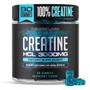 Creatine HCL 3000mg Per Serving - Vadelma maku - Vegan Gummies (90 Count (Pakki 1), Vadelma)
