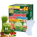 Yamamoto Kanpoh YAMAKAN Greens Superfood Powder prebiootti Fiber & Enzymes for Digestion, 30 Kasvikset & Young Barley Grass Blend Japanista, Gut Health for Women & Men, 64 Packets