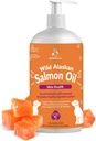 Wild Alaskan Salmon Oil for Dogs & Cats, Omega-3 Fish Oil Supplement with EPA & DHA, Support Skin Health, Kiiltävä turkki, Vahva Joint & Allergia Relief - Pump Bottle 16oz