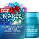 MAREE Eye Gels & Collagen Moisturizer Face Cream Bundle - alla silmägeelit Puffy silmät ja tummat ympyrät, anti ikääntyminen kasvovoide kosteuttava vaikutus - Marine Collagen & Hyaluronic Acid, retinol