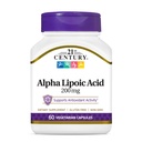 21. vuosisata Terveydenhuolto Alfa Lipoic Acid 200 mg, 60 kreivi kasvissyöjäkapselit