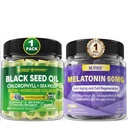 NEVISS Melatoniini 60 mg Gummie + Musta siemenöljy Gummie
