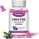 Kreatiini Monohydraatti Gummies 5g miehille ja naisille, purukumia Creatiini Monohydraatti lihasten voimakkuus ja lihasten rakentaja, B12-vitamiini energiatukea, ei-GMO, mustikka maku 60