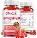 Magnesium Supplement Complex Gummies, sokeriton magnesium Glycinate 500 mg aikuisille ja lapsille, taurate 200 mg, malaatti, kalsium, COQ10, monivitamiini uni, sydän ja luun terveys