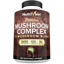 Nutrivein Premium Mushroom Supplement 2600 mg- Pullo 120 kapselia- 11 Nootropic Mushroom Complex - Leijonan Mane, Cordyceps, Chaga, Reishi, Turkey Tail,Maitake,Shiitake, Agaricus, White Button, Oyster