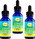 Nestemäinen D3-vitamiini K2 Drops MCT Oil 5000 IU - Vegan, Ei makua, Ei Odor, Soy-free, Gluteeniton, ei-GMO, 1000 IU / Drop, Boosts Energy & Immune System (3 Pack)
