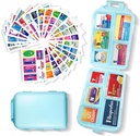 Pilleri Järjestäjä lääketieteen Tunnisteet 161 Labels Travel Daily Pill Container Mini Lääkkeet Organizer Storage Pill Organizer Travel Essentials Pill Case 7 Day (Blue, 1 Pack)