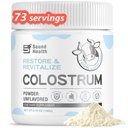 Colostrum Supplement Powder for Humans - Organic Naudan Colostrum täydentää Gut Health, hiusten kasvua, kauneutta ja immuuni-tuki - makuamaton (73 Servings)
