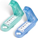 DUBSTAR 2PCS pilleri leikkuri Splitter pienille ja pienille pillereille, useita pillereitä pienille tai suurille pillereille, säädettävä pilleri splitter keskuslaite ja terä Guard (Blue+Cyan)