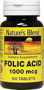 Nature's Blend Folic Acid 1000 mikrog 100 Tabs Pack of 2