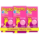 Pepto Kidin pureskeltavat tabletit närästykseen, happohäiriöön, mahakipuun ja vatsavaivat, Bubblegum Flavor, 72 Yhteensä (3 pakkausta 24)