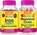 WellYeah Rauta + C-vitamiinia Lapset + Magnesium Citrate Kids, Gummies Bundle - Suuri makupala, vitamiini täydentää, Gluteeniton, GMO-vapaa, pureskeltava Gummy