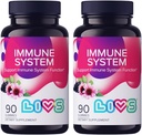 LIVS Immunomy System Elderberry Gummies for Aikuinen & Lasten Advanced Immuuni Tuki täydentää C-vitamiinia, Echinacea, & Propolis ...