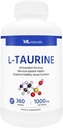 ML Naturals L-Tauriini 1000 mg 360 kapselia. 99,9% Puhtaus L-Tauriini. Hermosto Health & Antioksidantti tuki, NSF-sertifioitu & cGMP- compliant.