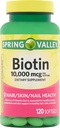 Spring Valley Biotin ravintolisä, 10 000 mg, 120 Softgels