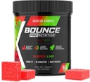 Bounce Pro Creatiini Monohydraatti Gummies for Men & Women, Low Calorie, 6G Creatiini per Serving, Vegan, Anti-Melting, Gluteenittomat, ei-GMO, 2g Creatiini per Gummy (30ct, Cherry Lime)