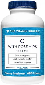 Vitamiini shoppe C 1 000MG kanssa Rose HIPS, antioksidantti, joka tukee immuuni-ja sydän-terveyden, Rose HIPS tarjota luonnollinen lähde C-vitamiini (300 tablettia)