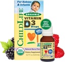 LAPSILIFE OLENNAISET Organic Vitamiini D3 D Drops - D-vitamiini D Drops for Imeväiset & Vauvoille, 400 IU Per Drop, All-natural, USDA Organic, non-GMO, Kosher, Gluteeniton - Natural Berry Flavor, 0,21 Fl Oz