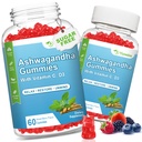 2 Pack Ashwagandha Gummies D-vitamiinia naisille ja miehet, sokeriton vegaaninen 1000MG Ashwagandha täydentää Gummy & C-vitamiinia, 120 kreivi