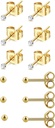 6 paria 2mm/3mm Kirurginen teräs Hypoallergenic lävistys Studs, 20G 14K Real kulta täytetyt Tiny Stud korvakorut Set useita reikiä lävistys (Cubic Zirconia, Helmi, Ball)