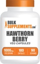 BulkSupplements.com Hawthorn Berry kapselit - Herbal Supplement, Hawthorn Berry Extract 1000mg - Gluteeniton, 2 kapselia per tarjoilu, 180 Luku (Pakkaus 1)