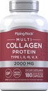Piping Rock Multi Collagen Protein Capsules . 180 Count. 2000mg.
